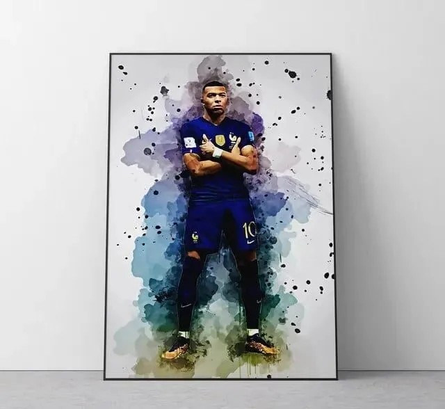 Football Soccer Legends Vibrant Watercolour Wall Art Prints: High Quality Canvas Painting Prints for Home Decor