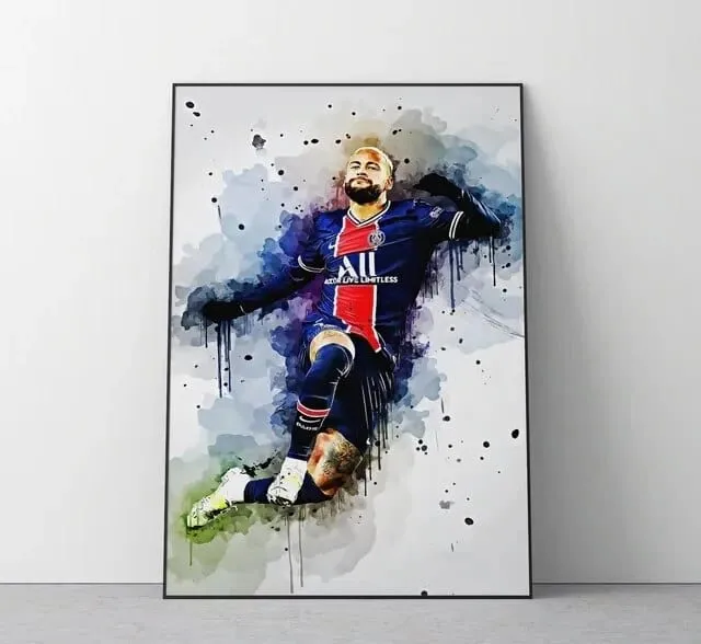 Football Soccer Legends Vibrant Watercolour Wall Art Prints: High Quality Canvas Painting Prints for Home Decor