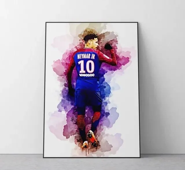 Football Soccer Legends Vibrant Watercolour Wall Art Prints: High Quality Canvas Painting Prints for Home Decor