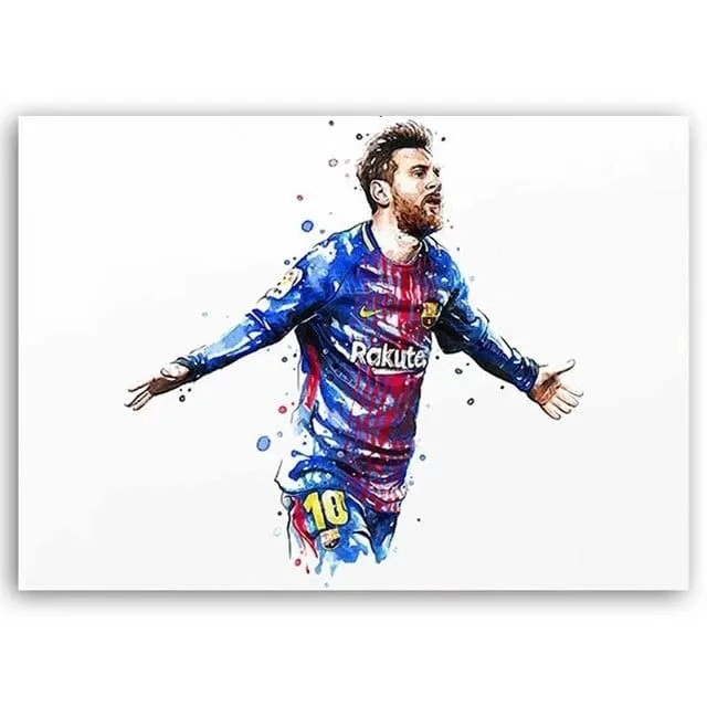 Football Soccer Legends Vibrant Watercolour Wall Art Prints: High Quality Canvas Painting Prints for Home Decor