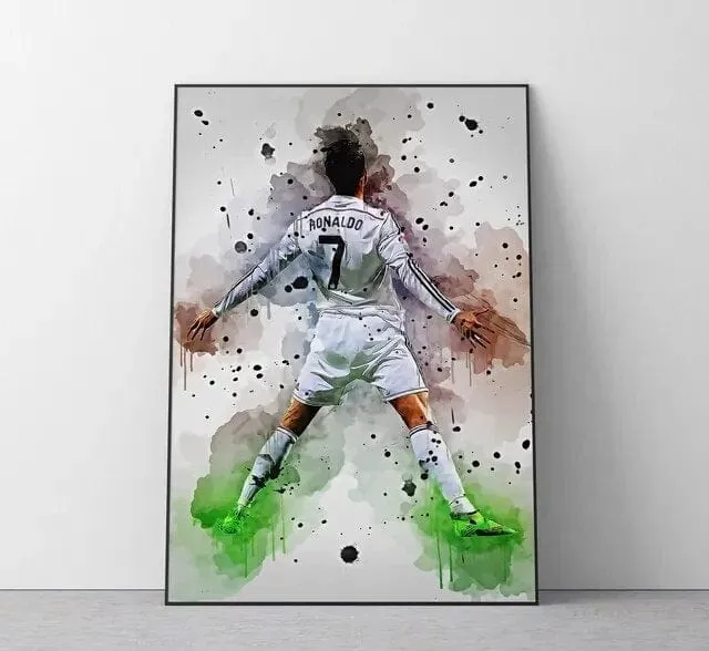 Football Soccer Legends Vibrant Watercolour Wall Art Prints: High Quality Canvas Painting Prints for Home Decor