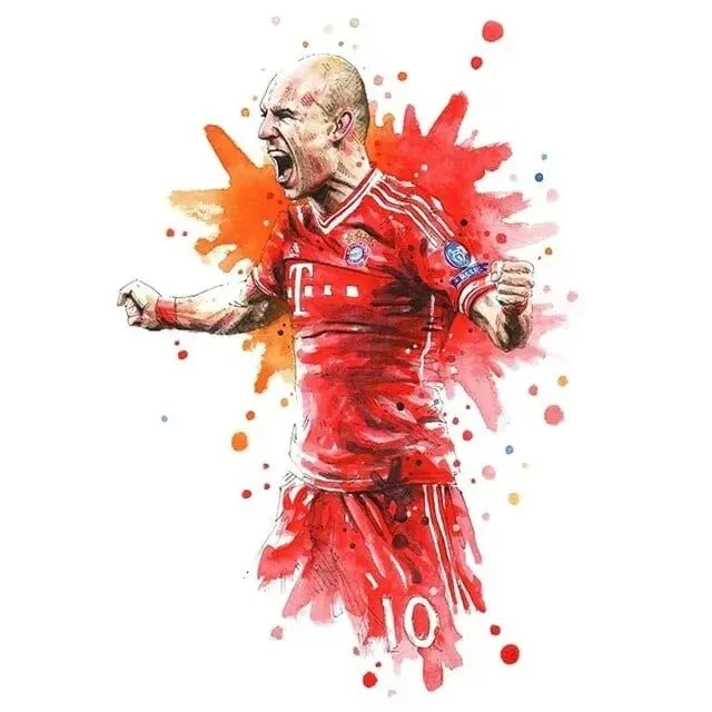 Football Soccer Legends Vibrant Watercolour Wall Art Prints: High Quality Canvas Painting Prints for Home Decor