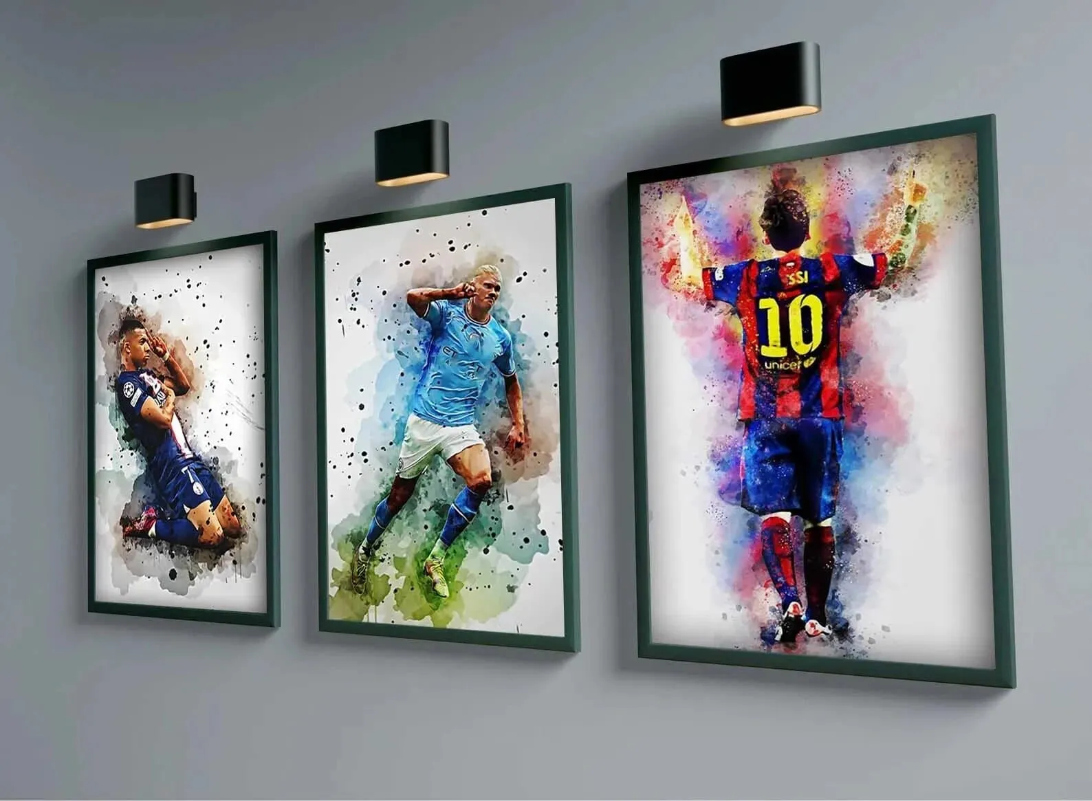 Football Soccer Legends Vibrant Watercolour Wall Art Prints: High Quality Canvas Painting Prints for Home Decor