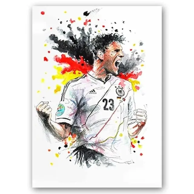 Football Soccer Legends Vibrant Watercolour Wall Art Prints: High Quality Canvas Painting Prints for Home Decor