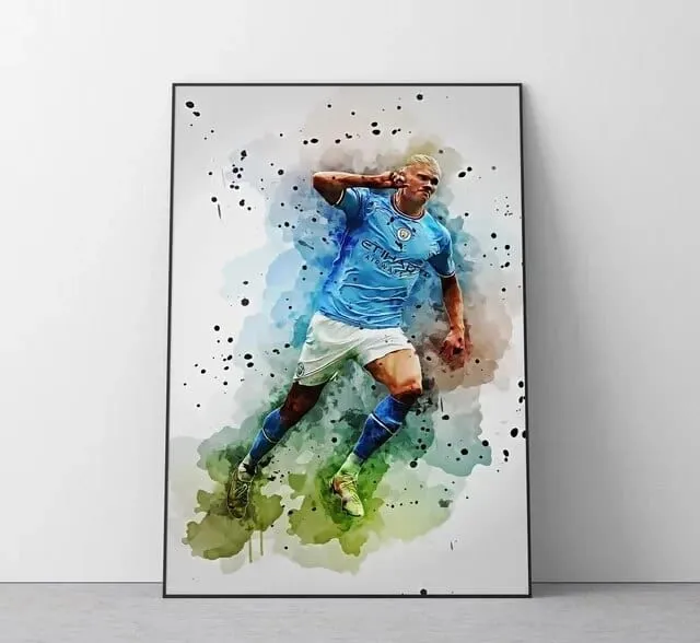 Football Soccer Legends Vibrant Watercolour Wall Art Prints: High Quality Canvas Painting Prints for Home Decor