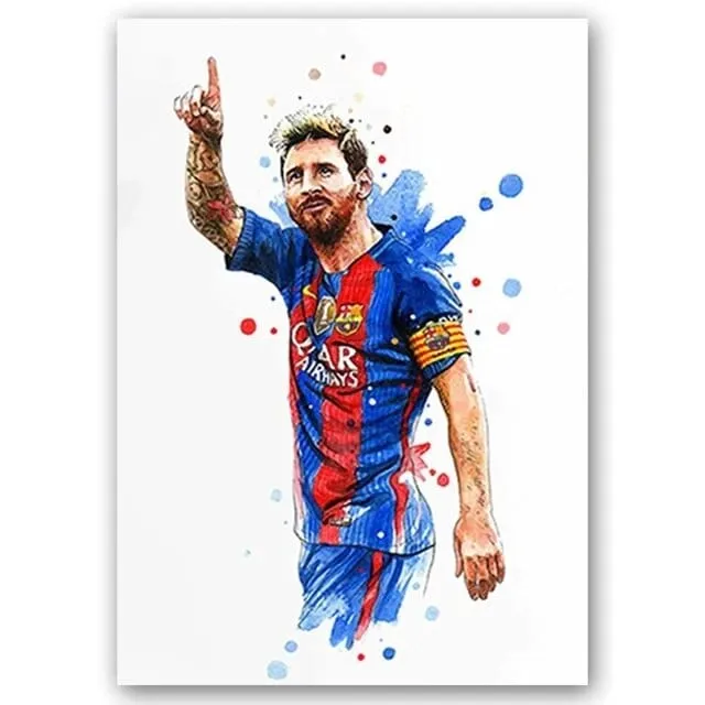 Football Soccer Legends Vibrant Watercolour Wall Art Prints: High Quality Canvas Painting Prints for Home Decor