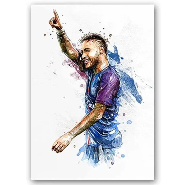 Football Soccer Legends Vibrant Watercolour Wall Art Prints: High Quality Canvas Painting Prints for Home Decor