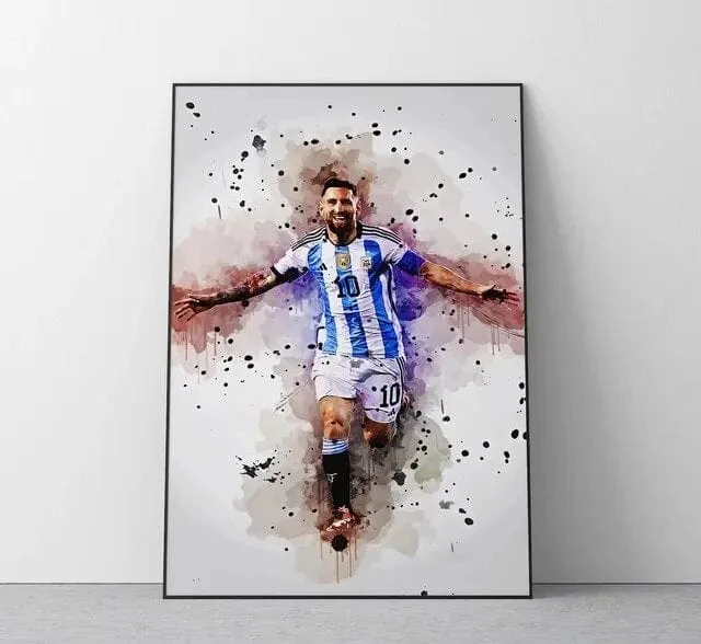 Football Soccer Legends Vibrant Watercolour Wall Art Prints: High Quality Canvas Painting Prints for Home Decor