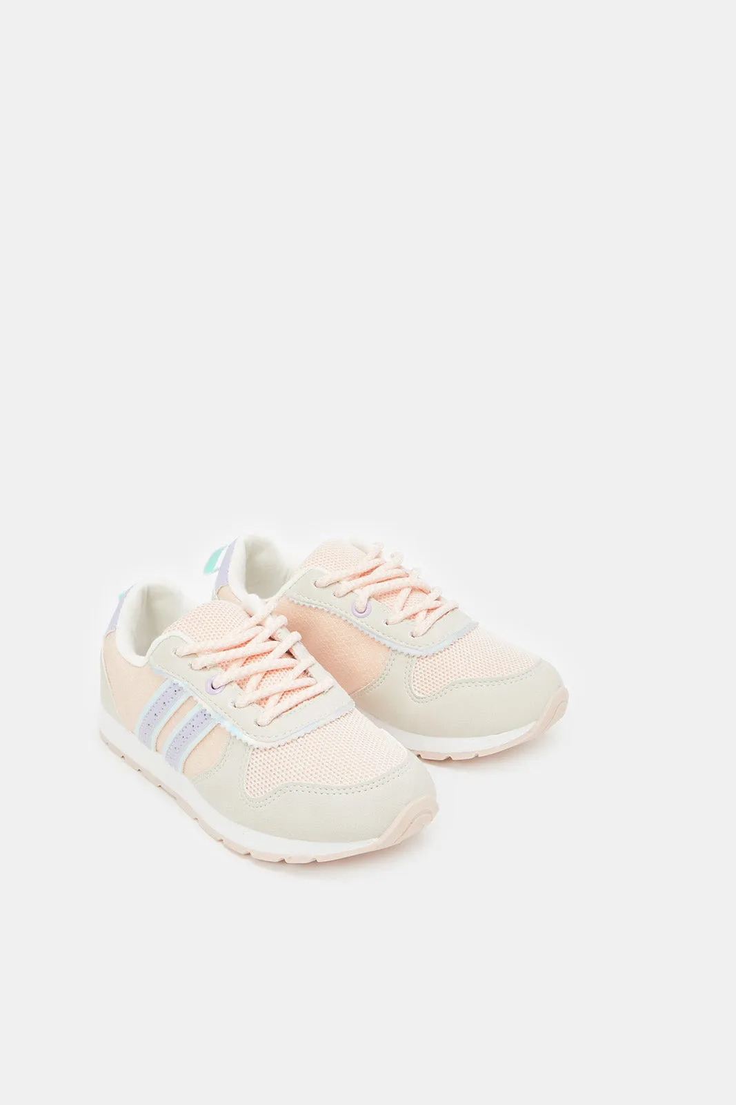 Girls Pink Lace-Up Slim Runner