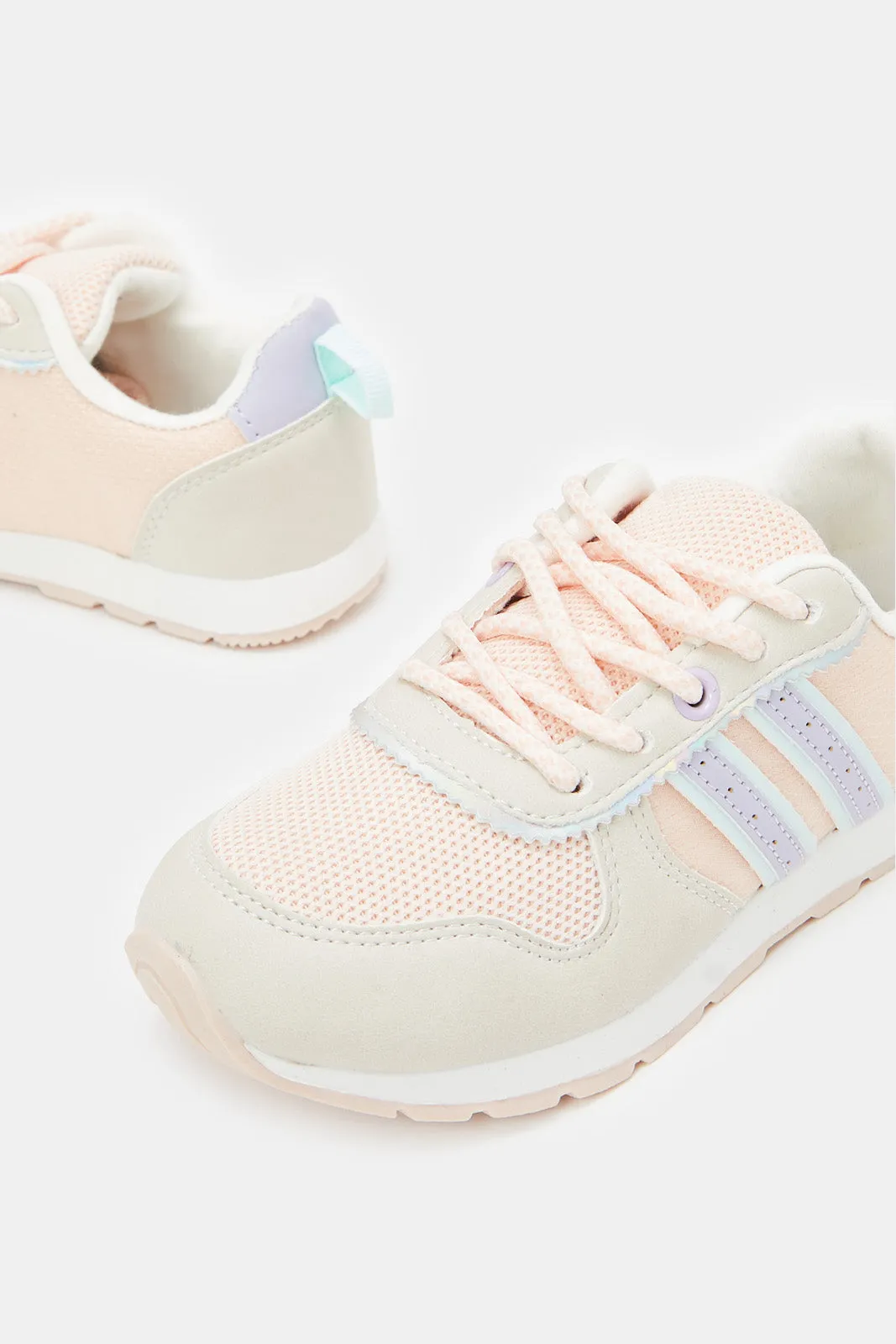 Girls Pink Lace-Up Slim Runner