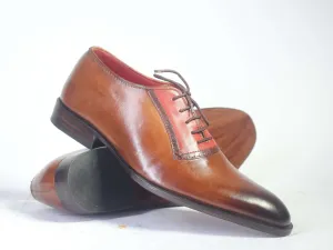 Handmade Former Brown Leather Lace Up Dress Shoes For Men's