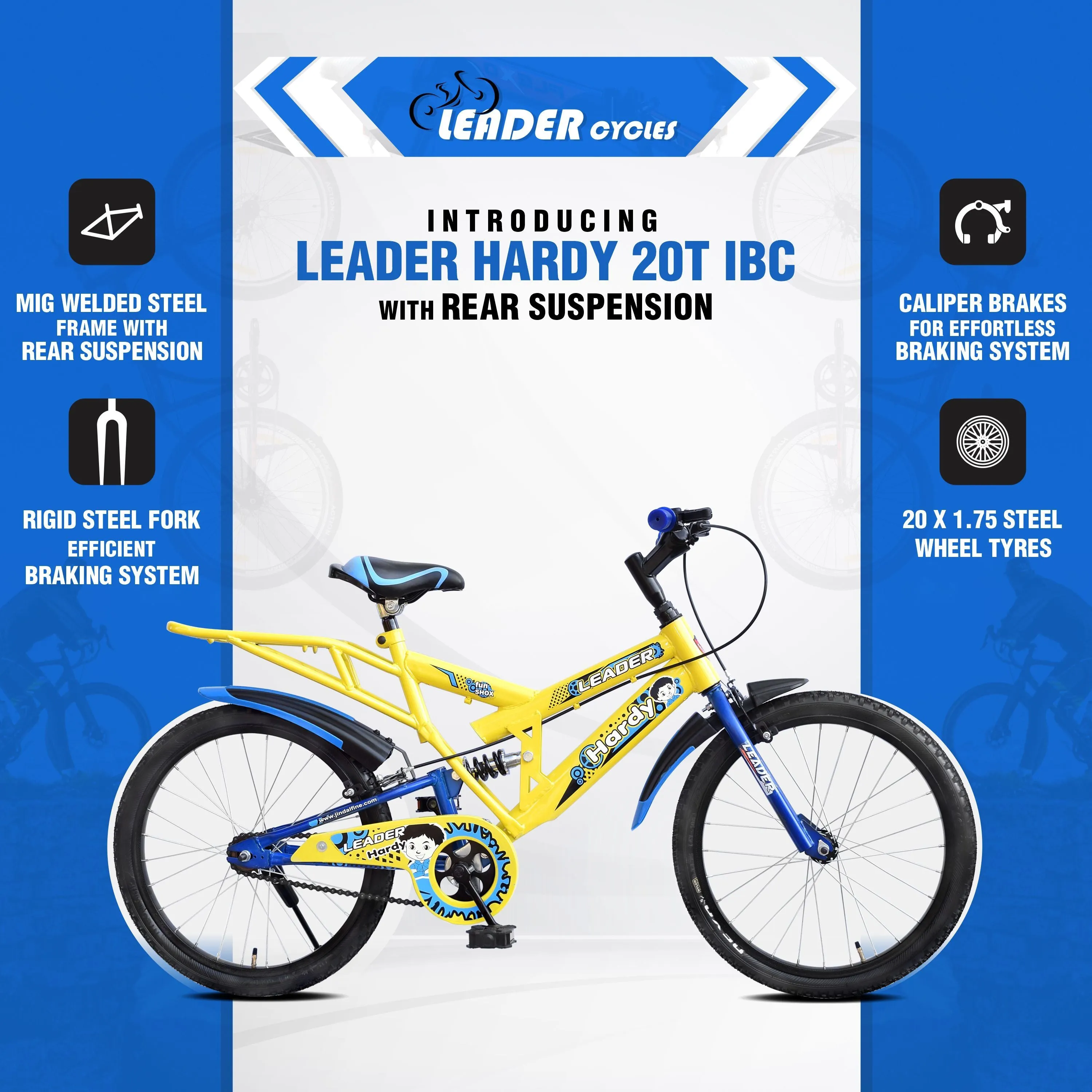 Hardy 20t Ibc Rear Suspension For Kids - Age Group 7 To 10 Years 20 T Road Cycle (single Speed | Yellow)