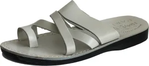 Holy Land Market Men/Women Biblical Jesus Leather Sandals/Slides From Jerusalem (White Shepherd's Field II)