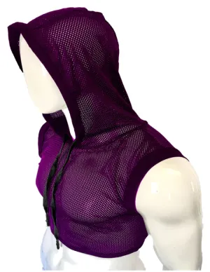 Hooded Crop Tank - Purple Sports Mesh