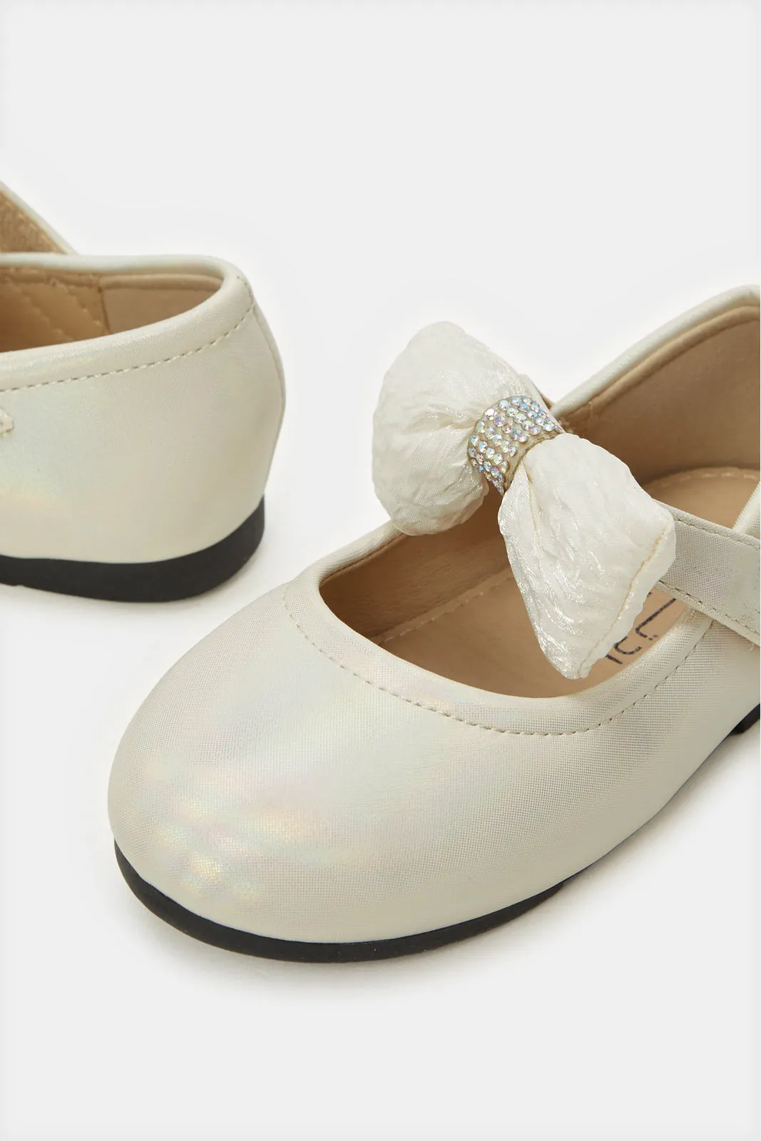 Infant Girls Cream Bow Ballerina