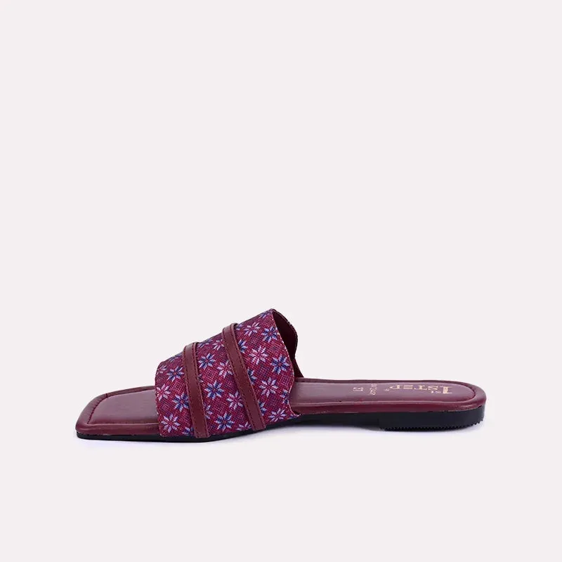 Keira Maroon Flat Slippers 0412447