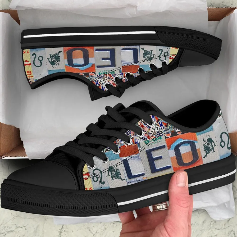 Leo License Plates Low Top Shoes , Low Top Sneaker, Low Top Canvas Shoes