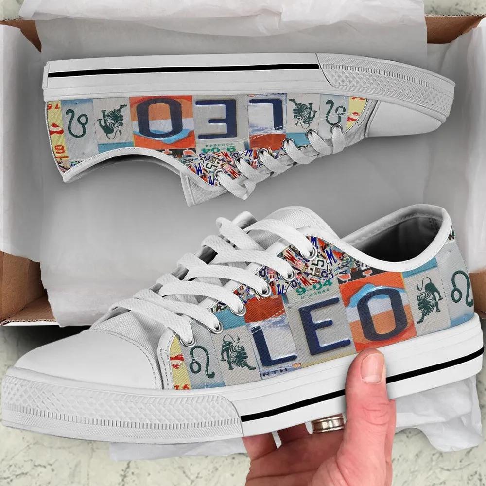 Leo License Plates Low Top Shoes , Low Top Sneaker, Low Top Canvas Shoes