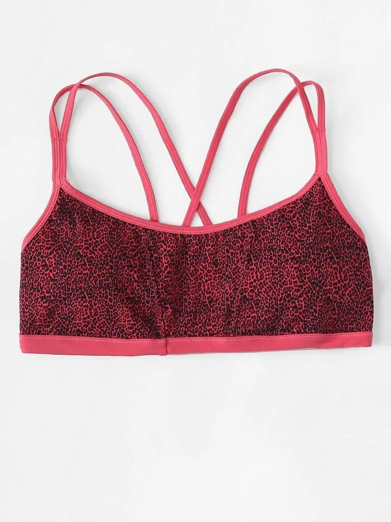 Leopard Strappy Sports Bra