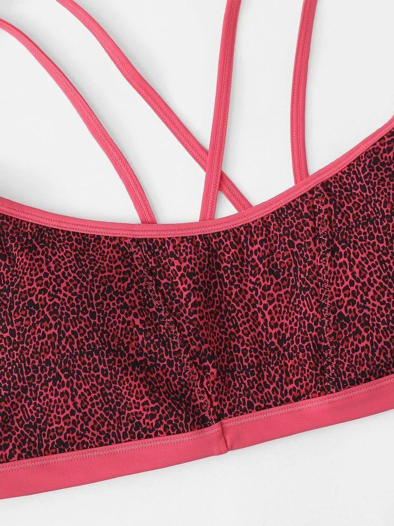 Leopard Strappy Sports Bra