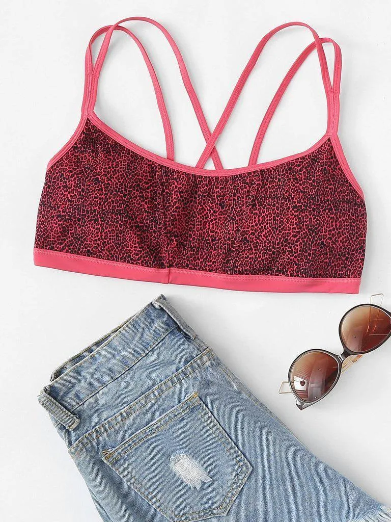 Leopard Strappy Sports Bra