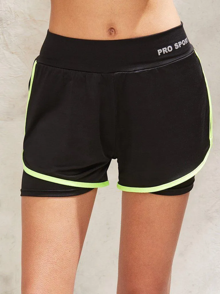 Letter Print 2 in 1 Dolphin Hem Sports Shorts