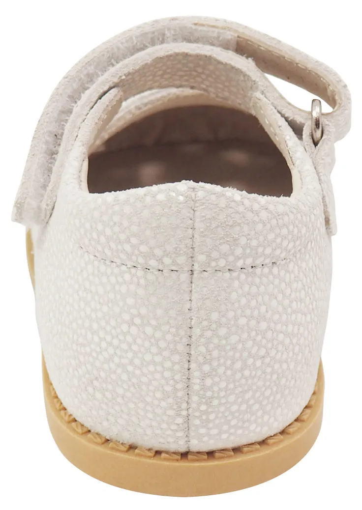 Livie & Luca Girl's Petal Leather Mary Jane, White Opal