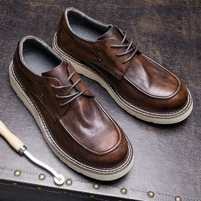 Lux Cow Leather Round Toe Casual Shoes