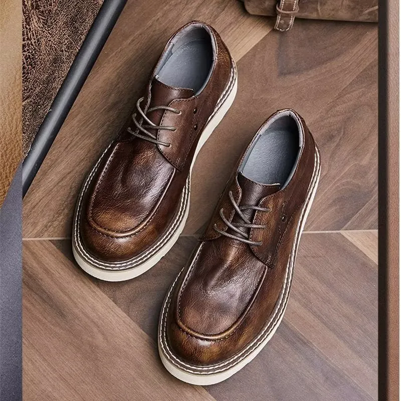 Lux Cow Leather Round Toe Casual Shoes