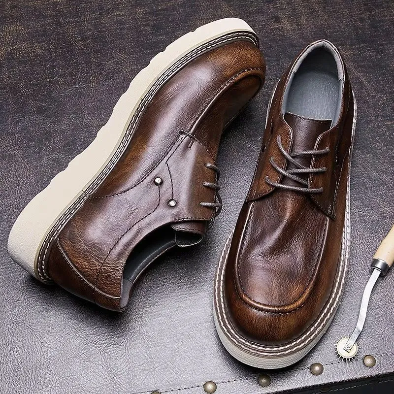 Lux Cow Leather Round Toe Casual Shoes