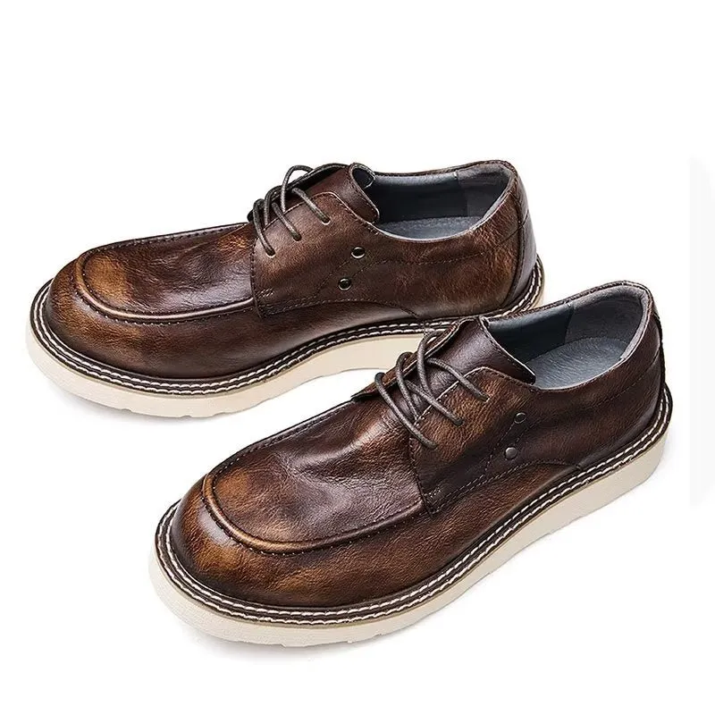 Lux Cow Leather Round Toe Casual Shoes