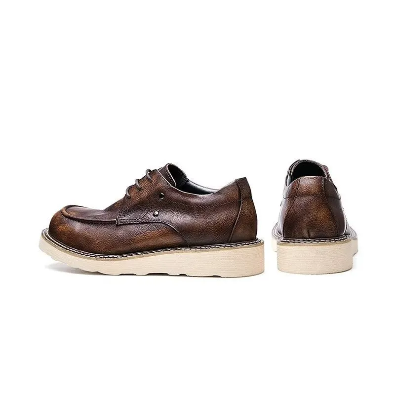 Lux Cow Leather Round Toe Casual Shoes