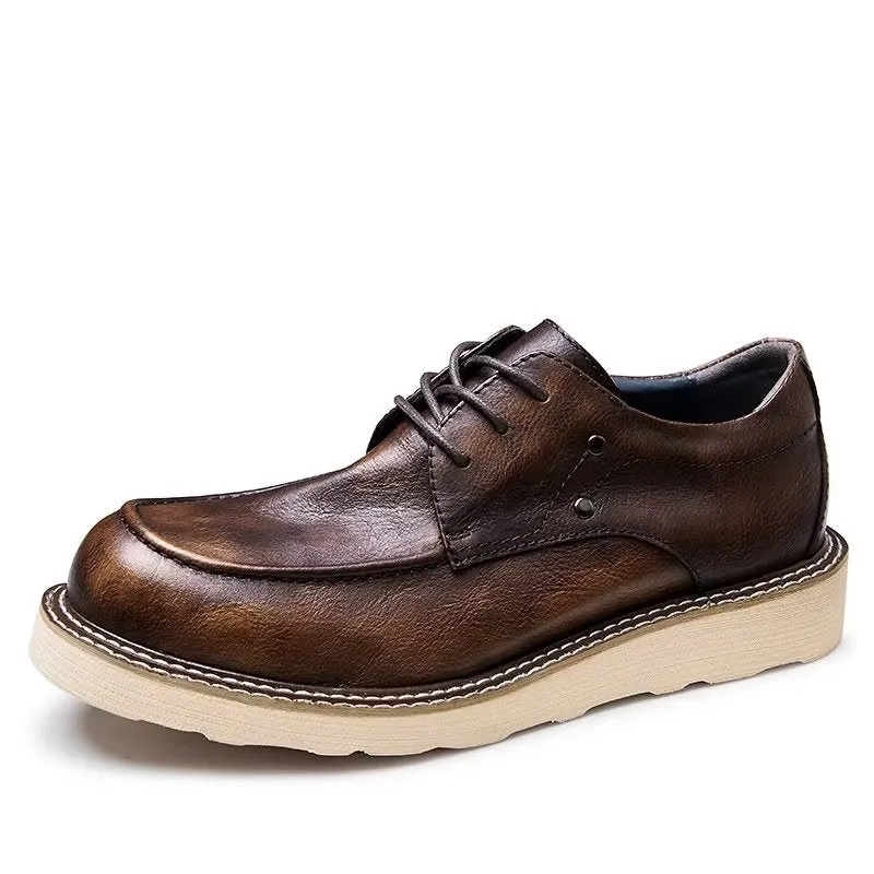 Lux Cow Leather Round Toe Casual Shoes