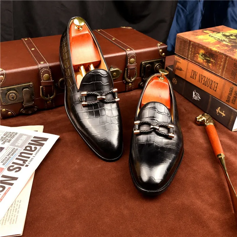 Luxury CrocLeather Slip On Brogue Shoes