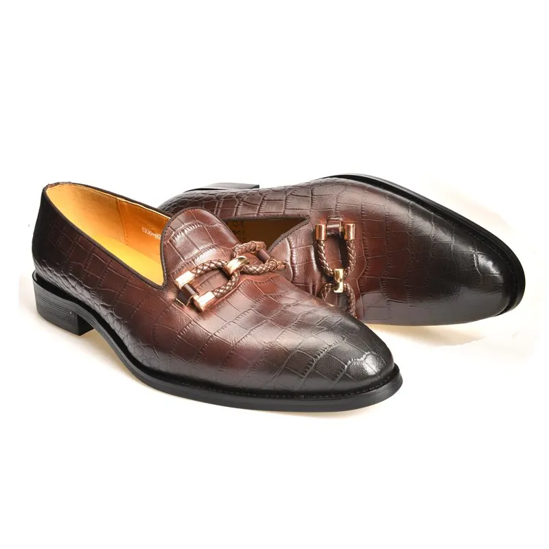 Luxury CrocLeather Slip On Brogue Shoes