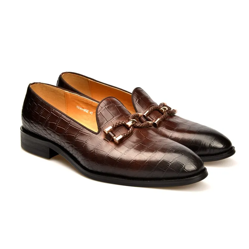 Luxury CrocLeather Slip On Brogue Shoes