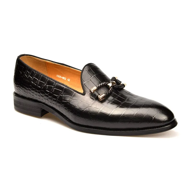 Luxury CrocLeather Slip On Brogue Shoes