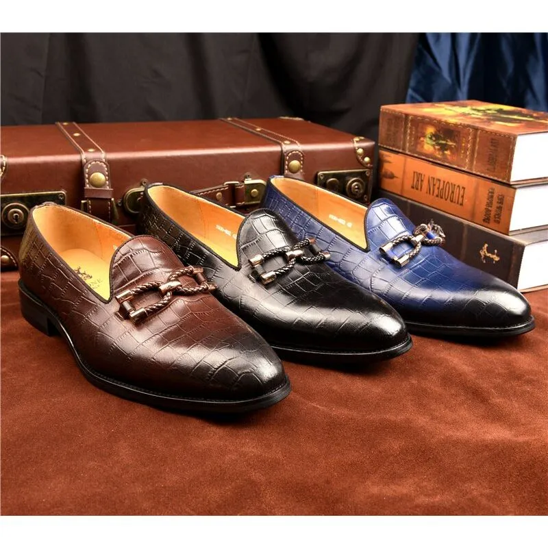 Luxury CrocLeather Slip On Brogue Shoes