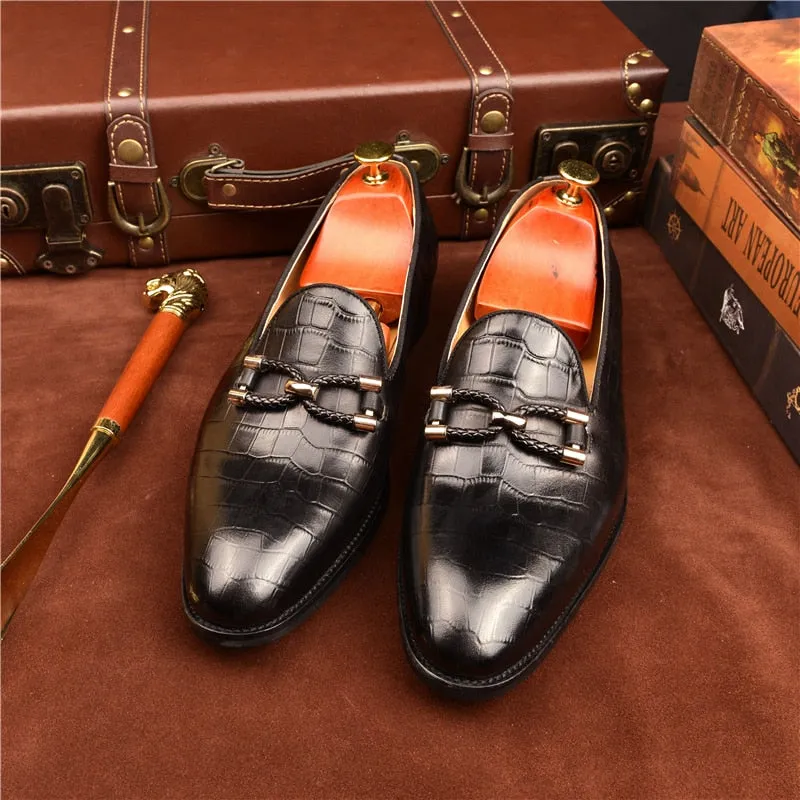 Luxury CrocLeather Slip On Brogue Shoes