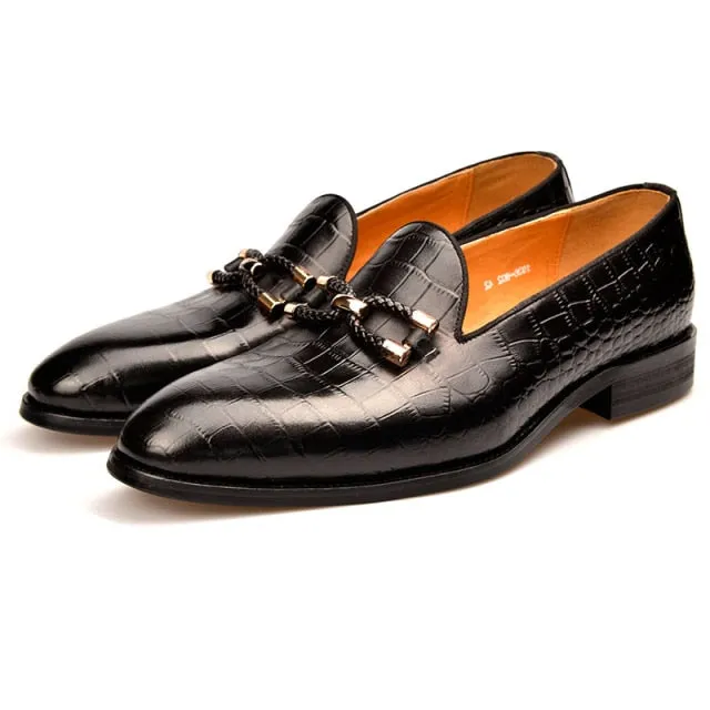 Luxury CrocLeather Slip On Brogue Shoes