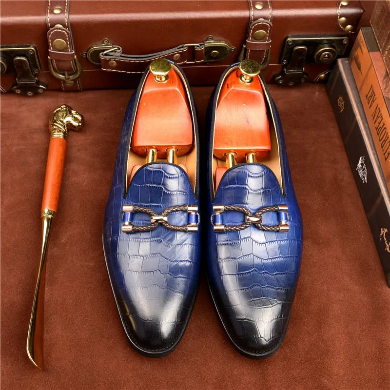 Luxury CrocLeather Slip On Brogue Shoes