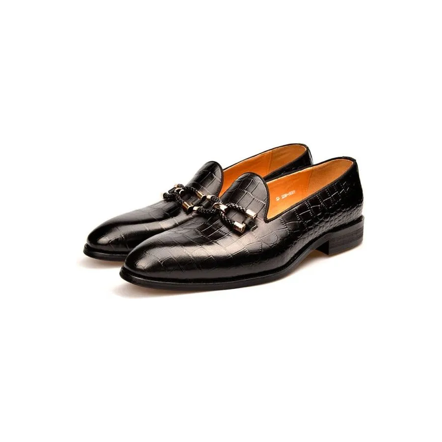 Luxury CrocLeather Slip On Brogue Shoes