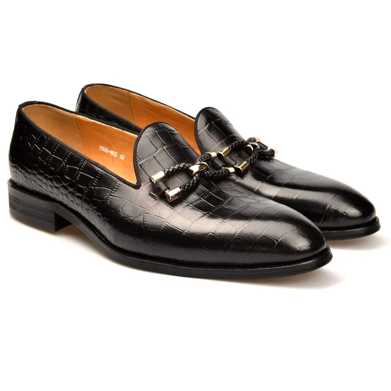 Luxury CrocLeather Slip On Brogue Shoes