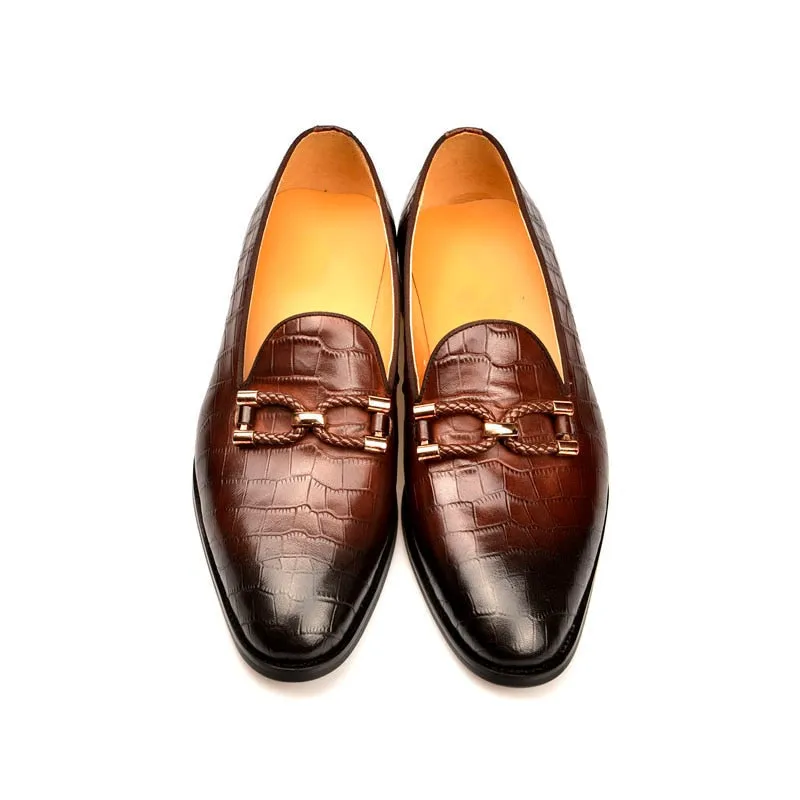 Luxury CrocLeather Slip On Brogue Shoes