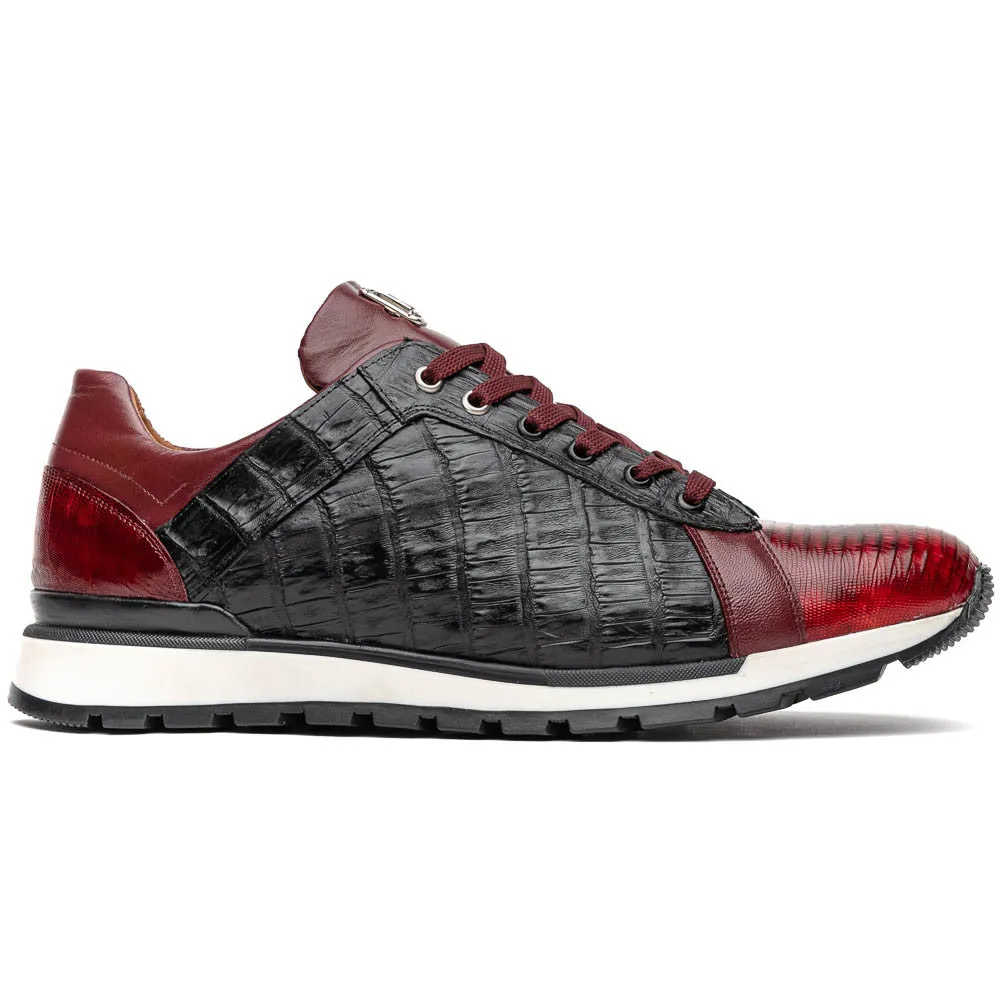 Marco Di Milano PORTICI Caiman Lizard Wine/Black Sneakers