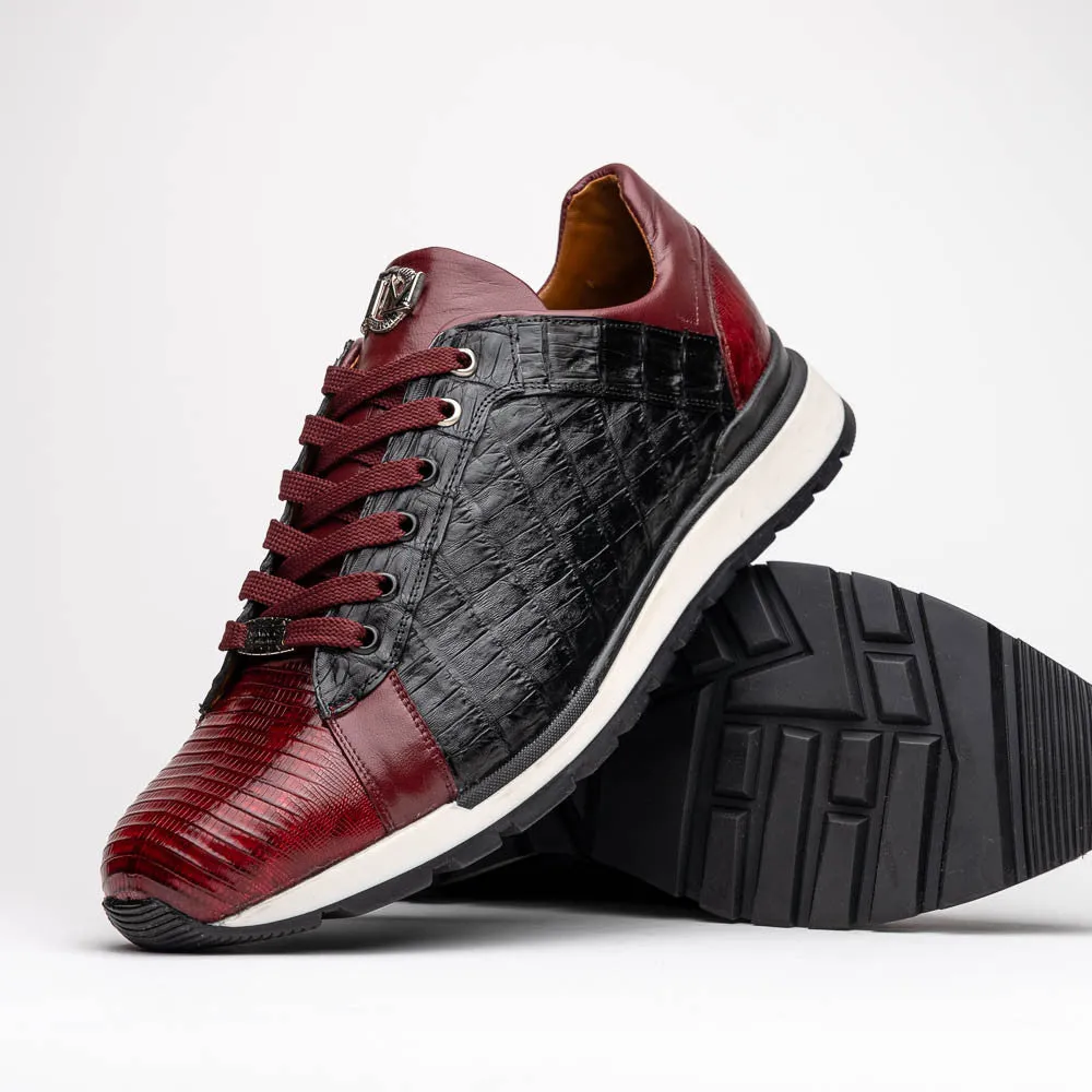 Marco Di Milano PORTICI Caiman Lizard Wine/Black Sneakers