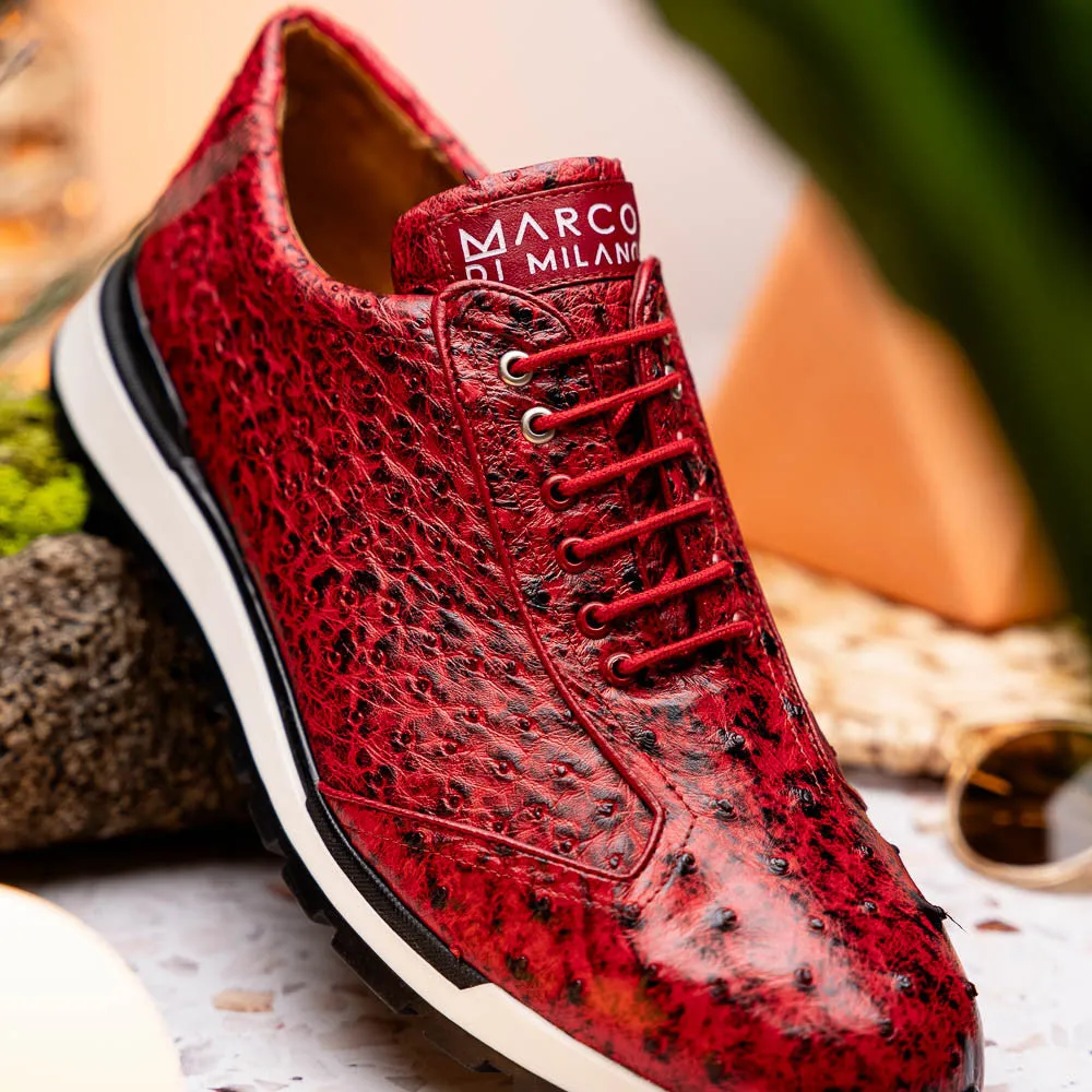 Marco Di Milano SCANNO Ostrich Antique Red Fashion Sneakers