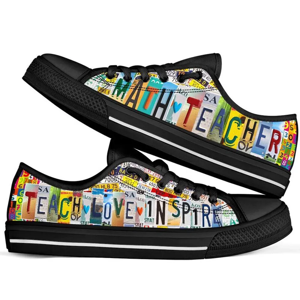 Math Teacher Shoes License Plate Shoes for Mens, Teacher Shoes, Low Top Sneakers