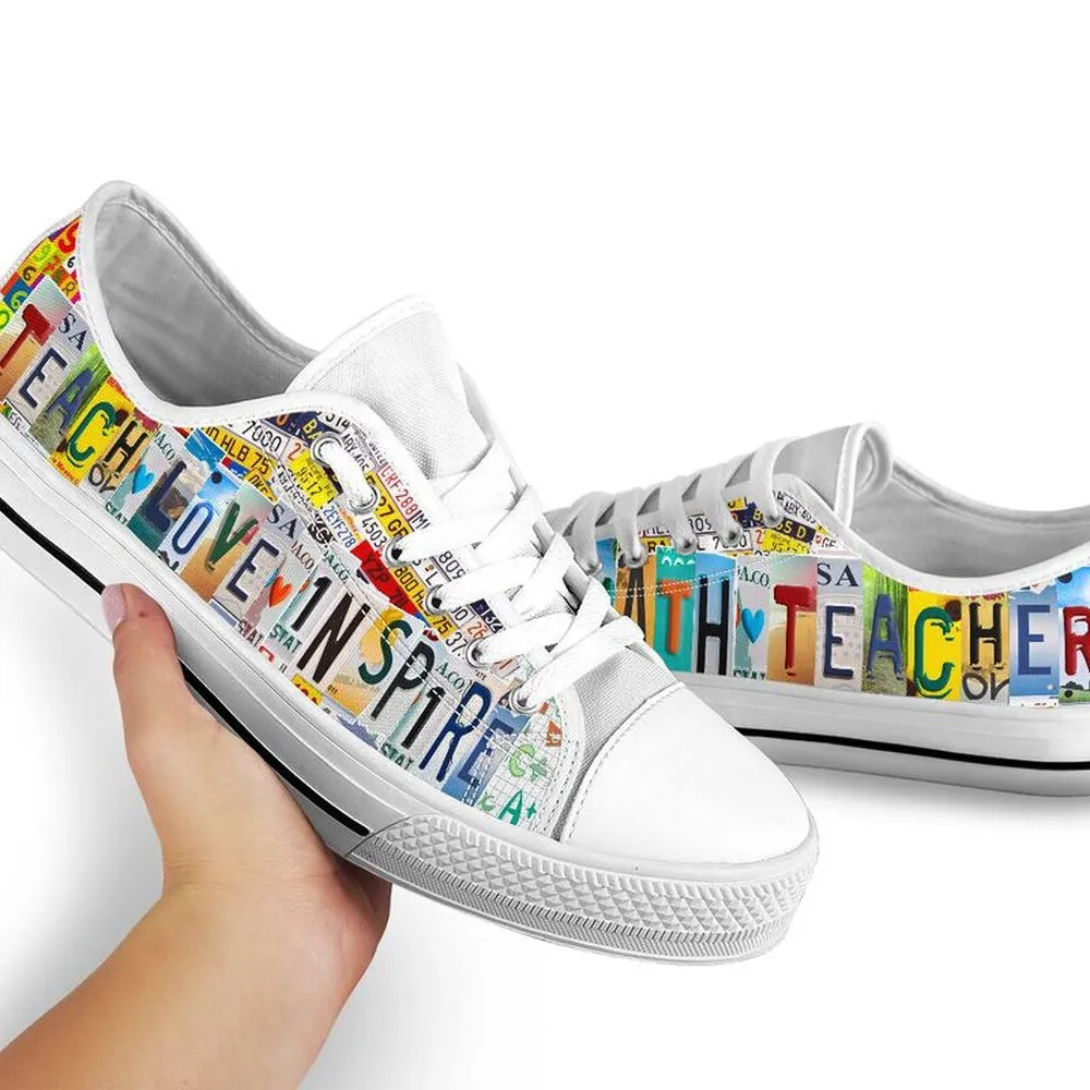 Math Teacher Shoes License Plate Shoes for Mens, Teacher Shoes, Low Top Sneakers