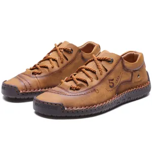 Men Stylish Microfiber Leather Hand Stitching Comfort Soft Shoes